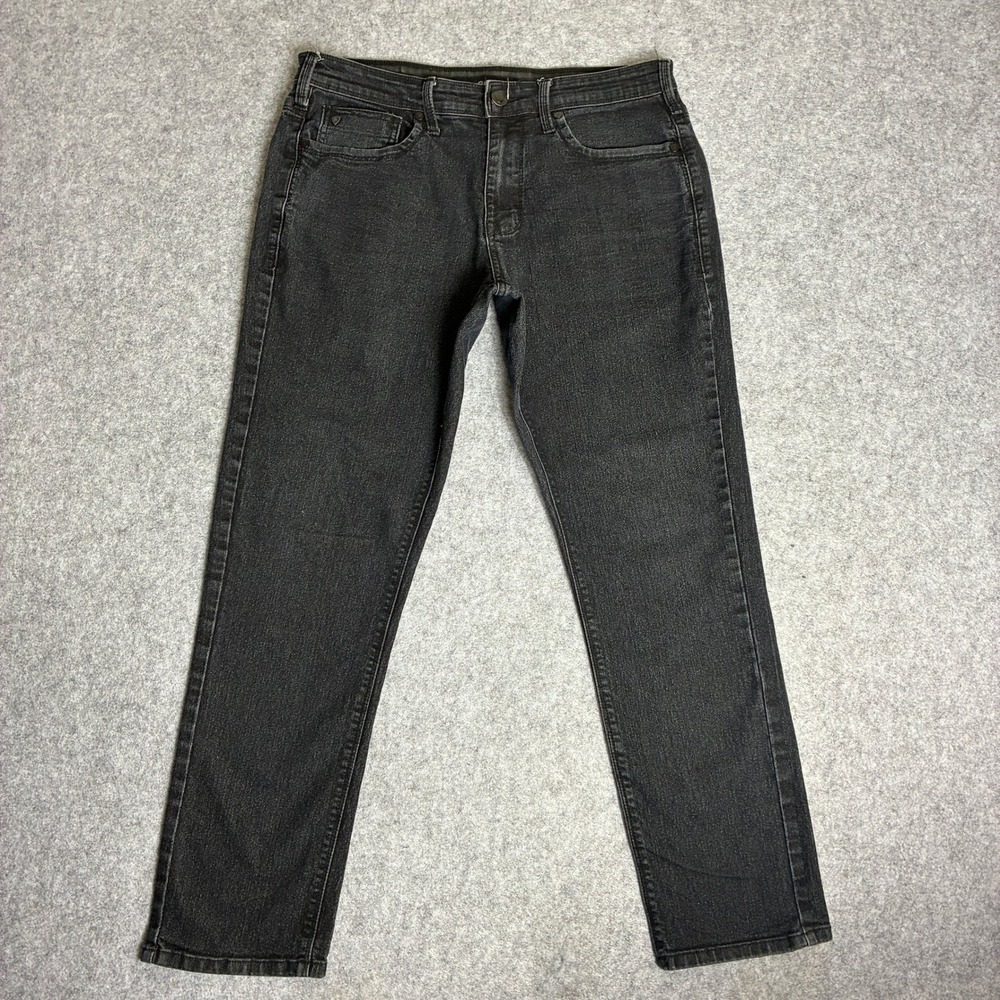 Fried Denim Mens Slim Straight Fit Jeans 32x29 Faded Black Stretch Cotton Pants